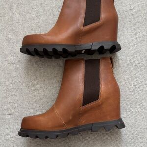 Sorel Brown Joan Waterproof Wedge Chelsea Boots